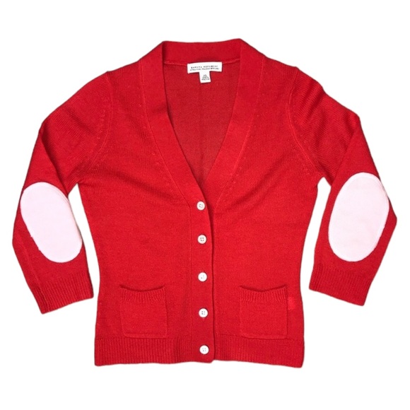 NWOT Banana Republic Elbow Patch Cardigan Sweater XS Red Pink - Picture 7 of 9